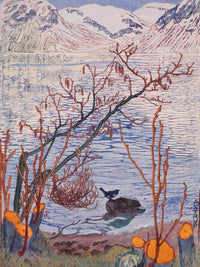 Bird On A Stone (Woodcut) By Nicolai Astrup Fine Art Print