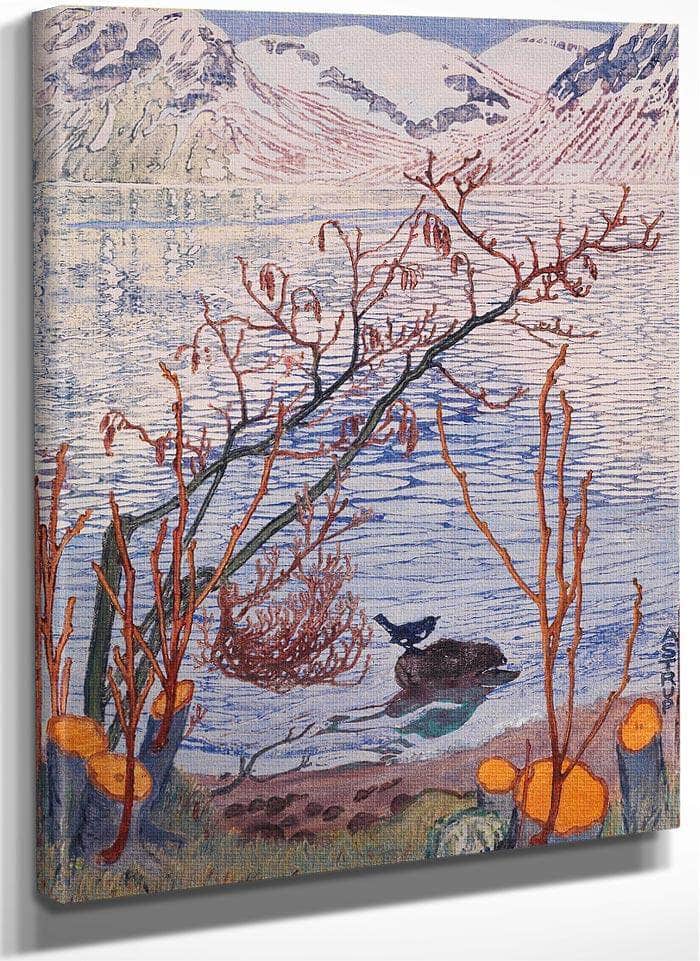 Bird On A Stone (Woodcut) By Nicolai Astrup Fine Art Print