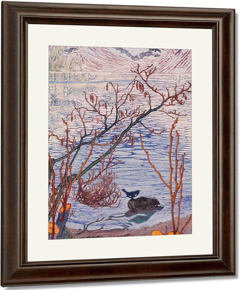 Bird On A Stone (Woodcut) By Nicolai Astrup Fine Art Print