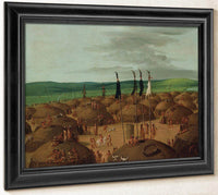 Bird's Eye View Of The Mandan Village, 1800 Miles Above St. Louis By George Catlin Fine Art Print