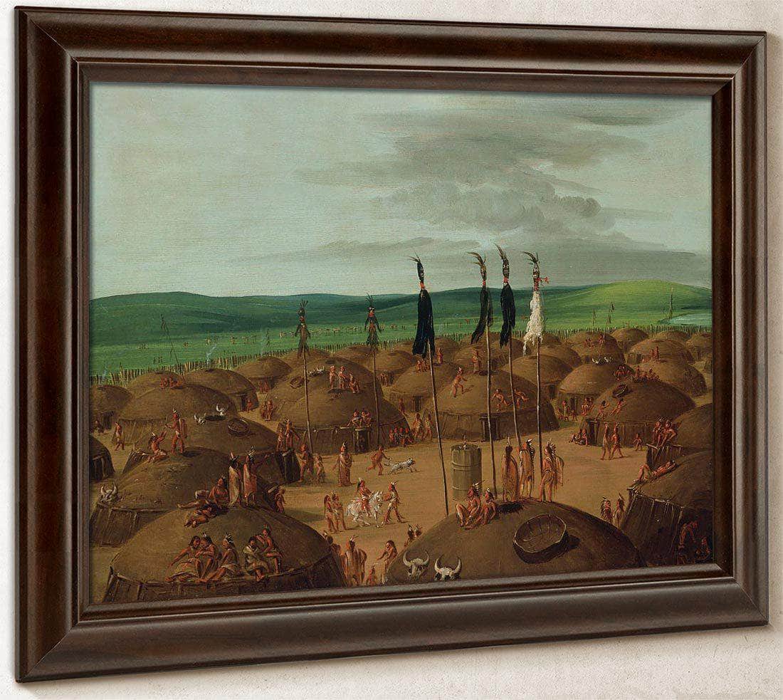 Bird's Eye View Of The Mandan Village, 1800 Miles Above St. Louis By George Catlin Fine Art Print