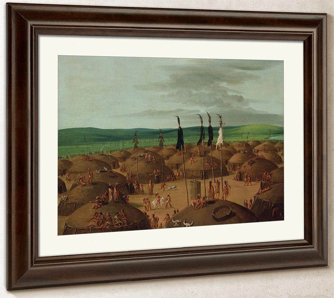 Bird's Eye View Of The Mandan Village, 1800 Miles Above St. Louis By George Catlin Fine Art Print