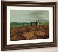 Bird's Eye View Of The Mandan Village, 1800 Miles Above St. Louis By George Catlin Fine Art Print