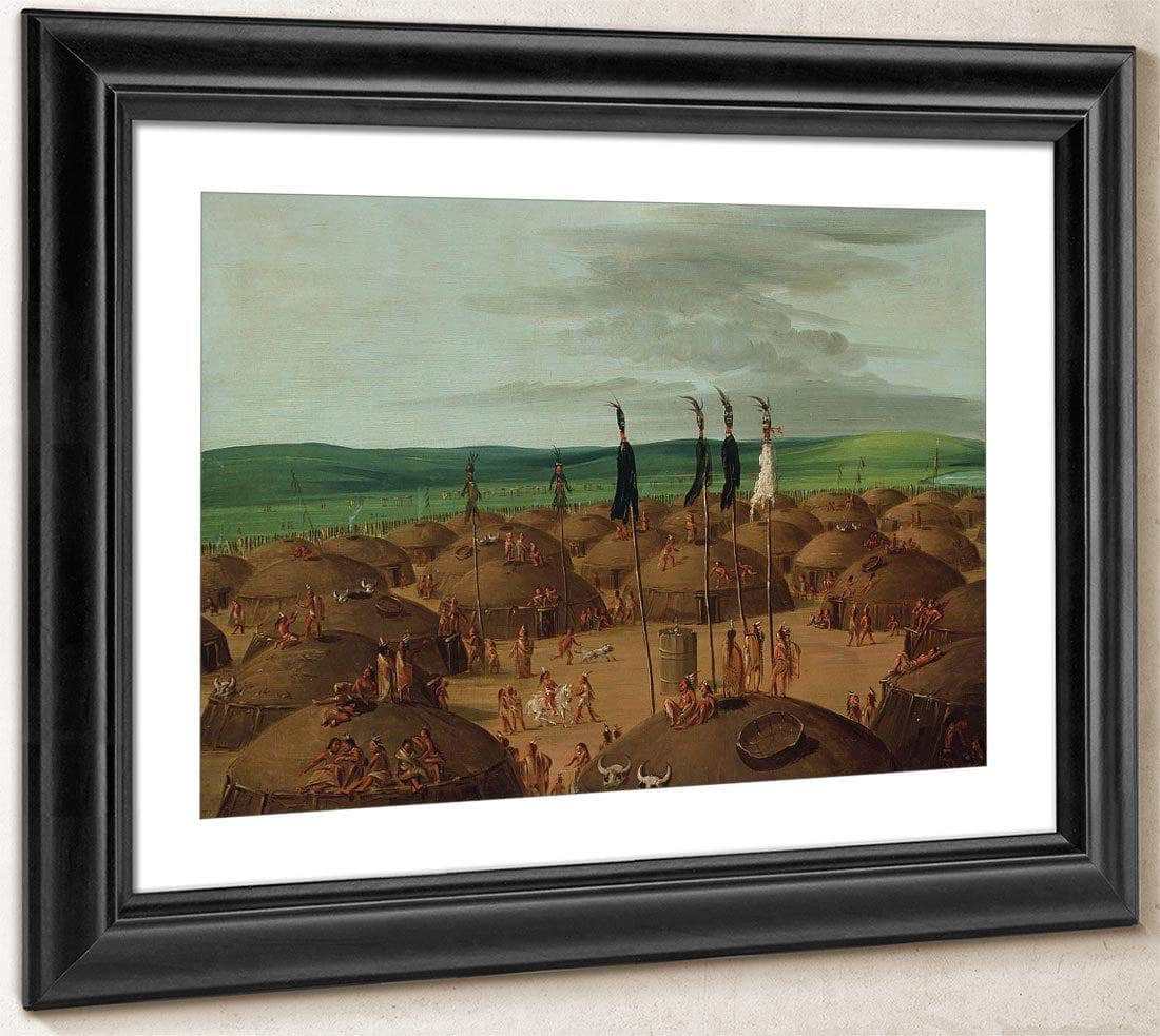 Bird's Eye View Of The Mandan Village, 1800 Miles Above St. Louis By George Catlin Fine Art Print