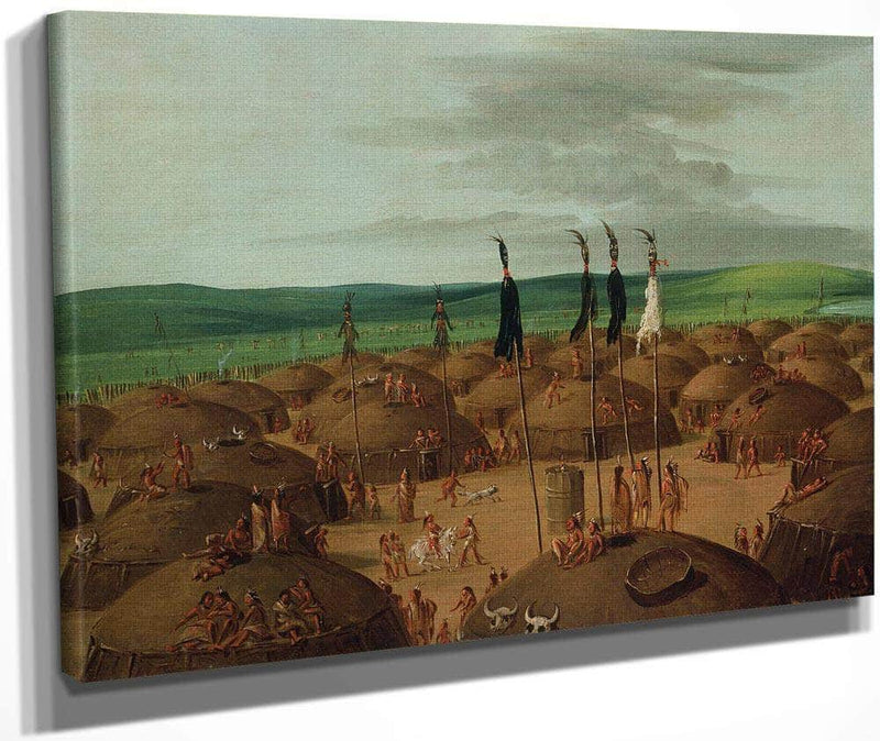 Bird's Eye View Of The Mandan Village, 1800 Miles Above St. Louis By George Catlin Fine Art Print