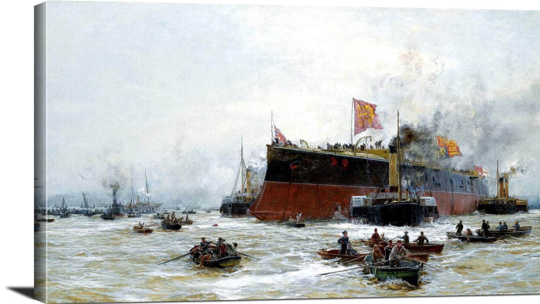 Birth Of A Titan Hms Blake Painting William Lionel Wyllie Canvas Art Fine Art Print