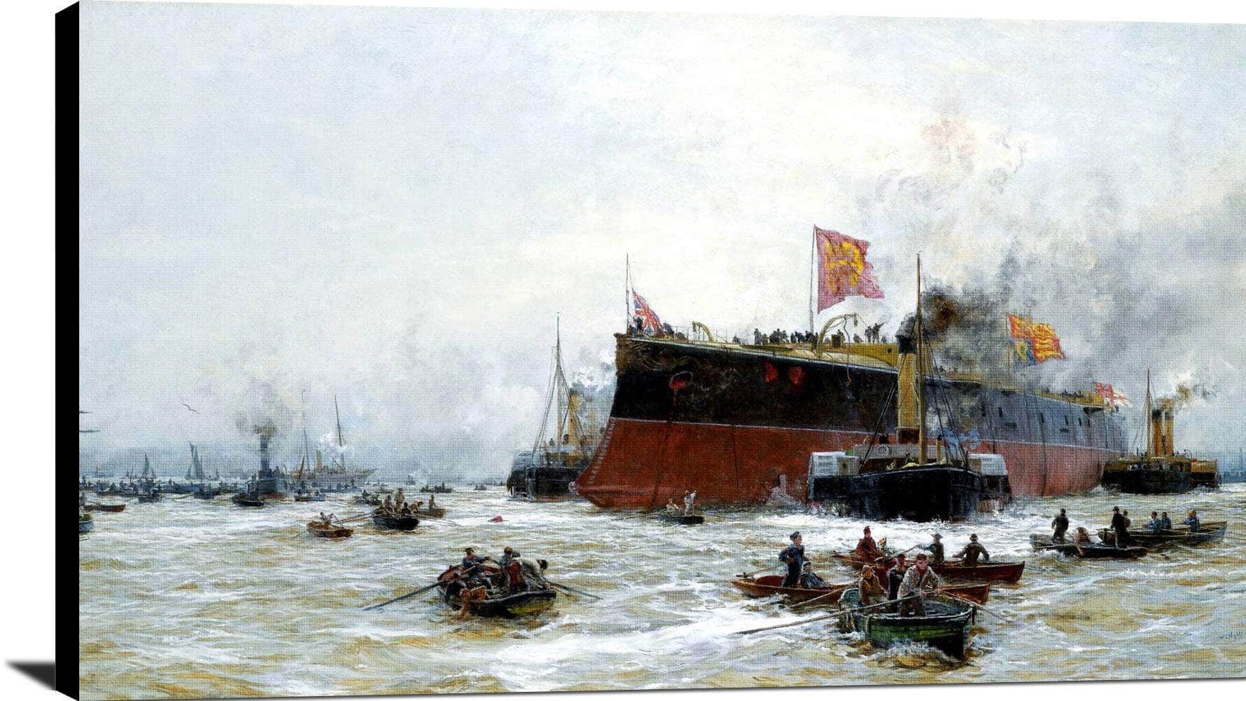 Birth Of A Titan Hms Blake Painting William Lionel Wyllie Canvas Art Fine Art Print