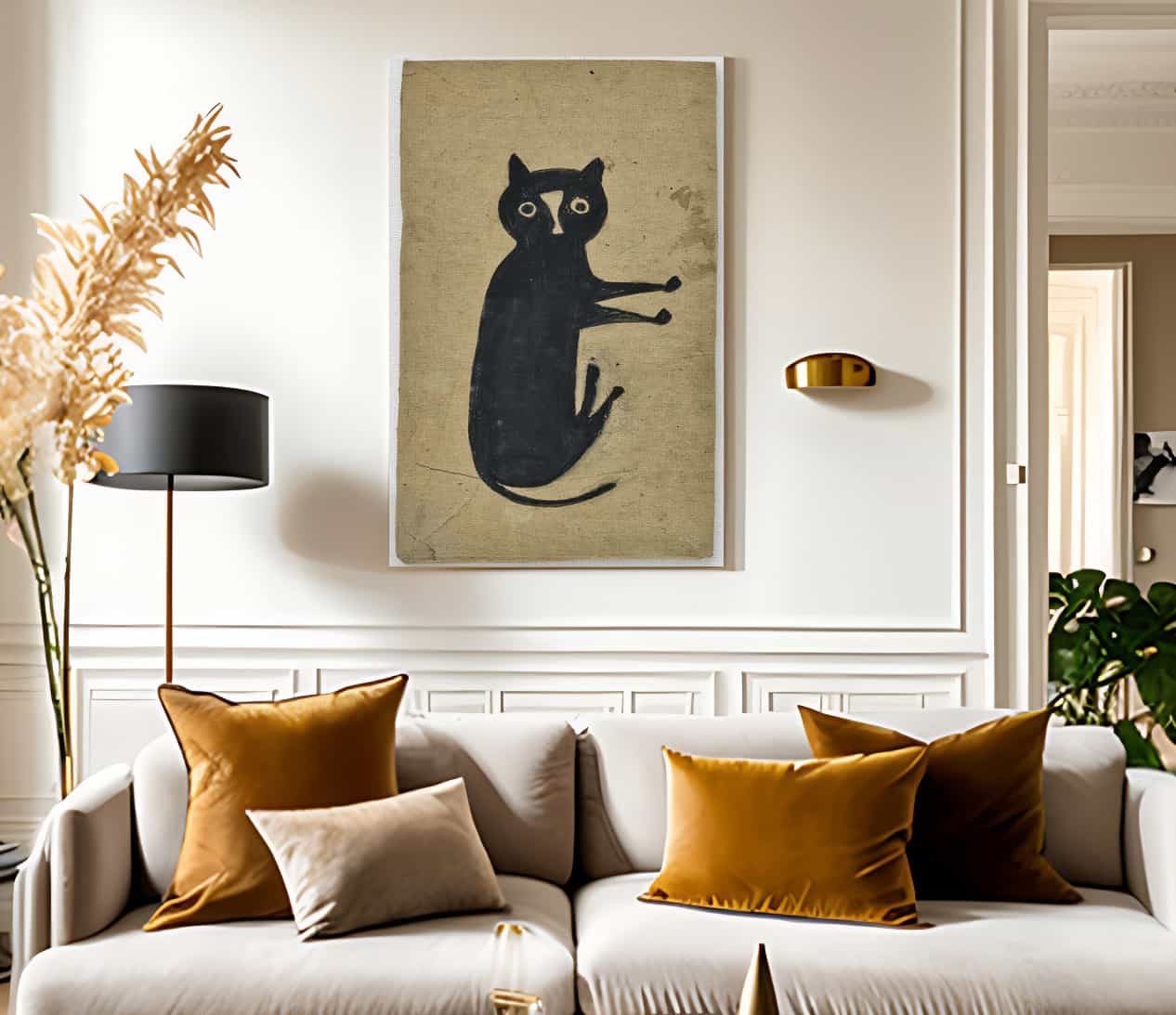 Black Cat By Bill Traylor Fine Art Print