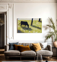 Black Cow In A Meadow By Georges Pierre Seurat Fine Art Print