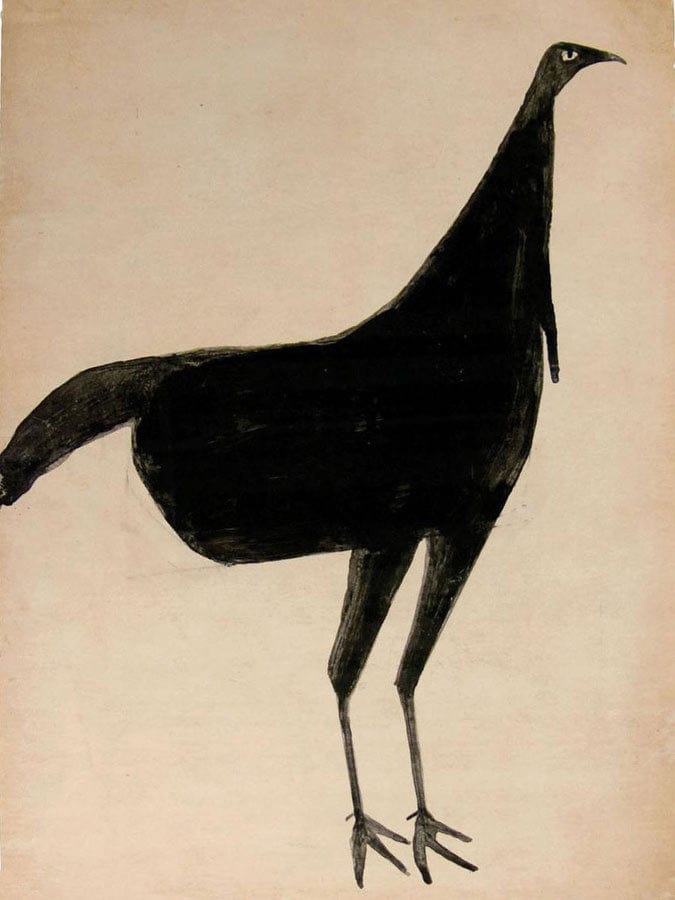 Black Turkey By Bill Traylor Fine Art Print