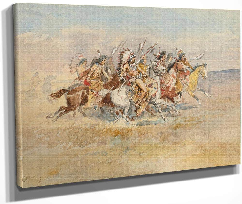 Blackfeet War Party By Charles Marion Russell Fine Art Print