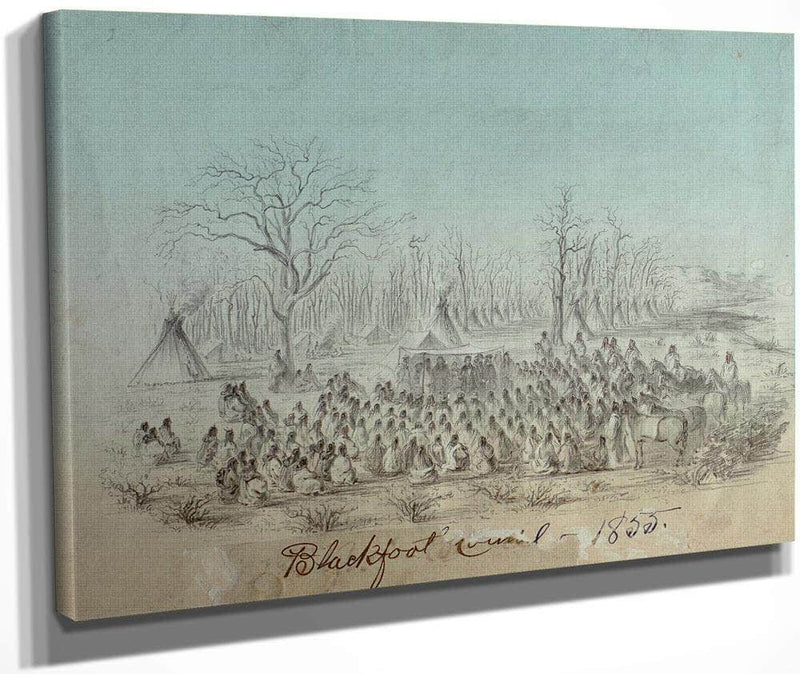 Blackfoot Council Group By Gustav Sohon Fine Art Print