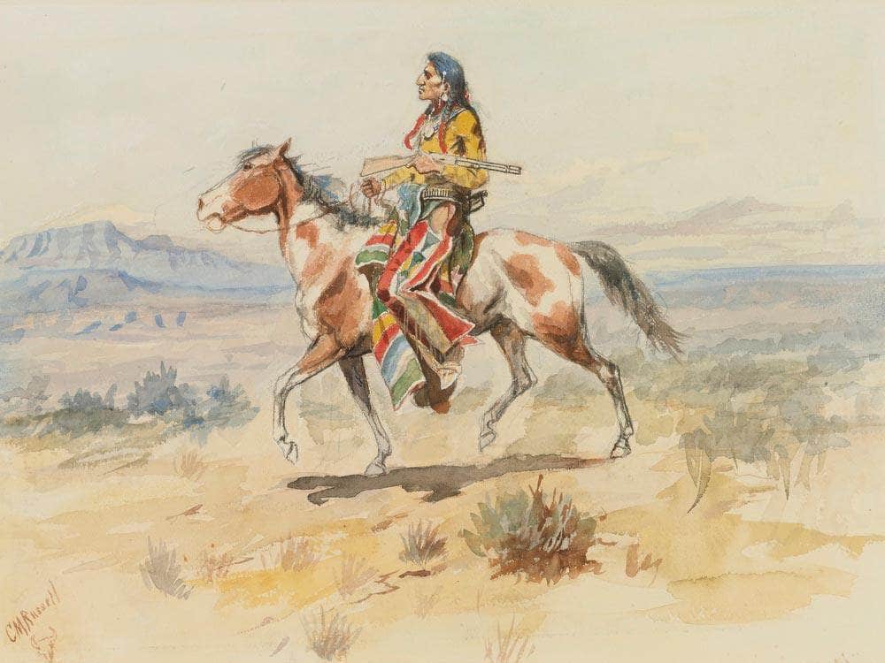 Blackfoot Indian A Crow Scout By Charles Marion Russell Fine Art Print