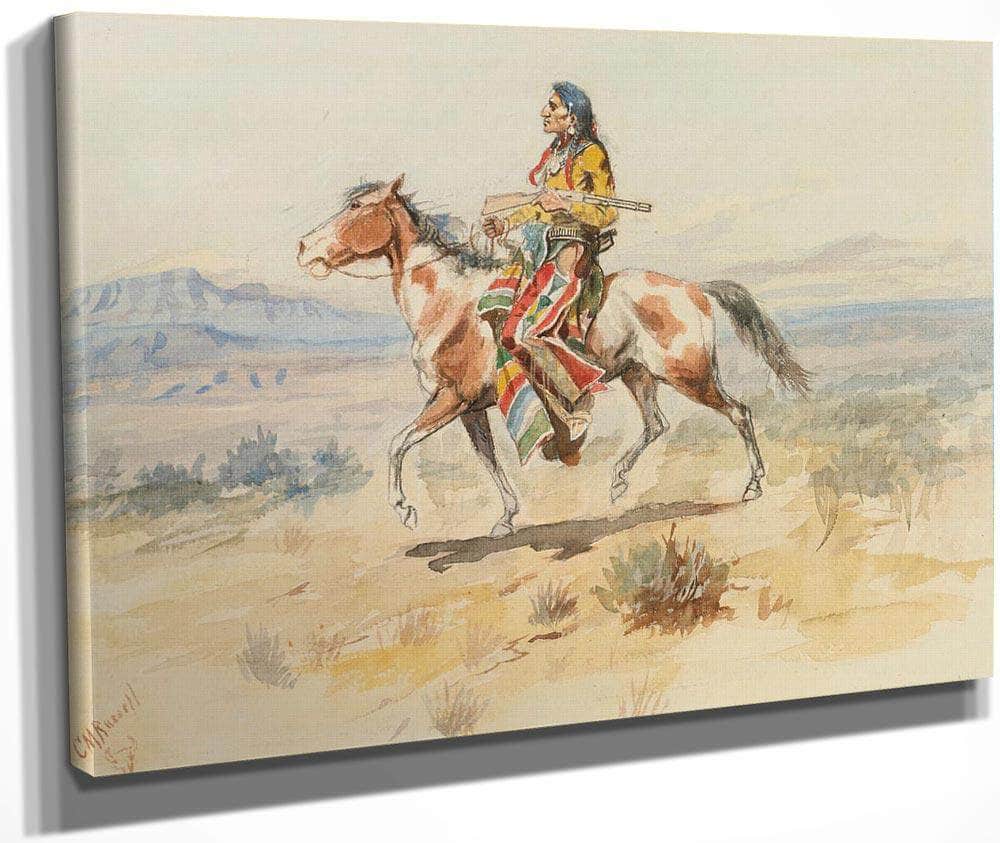 Blackfoot Indian A Crow Scout By Charles Marion Russell Fine Art Print