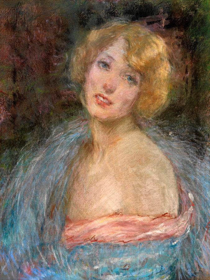 Blonde Girl With Boa By Alice Pike Barney Fine Art Print