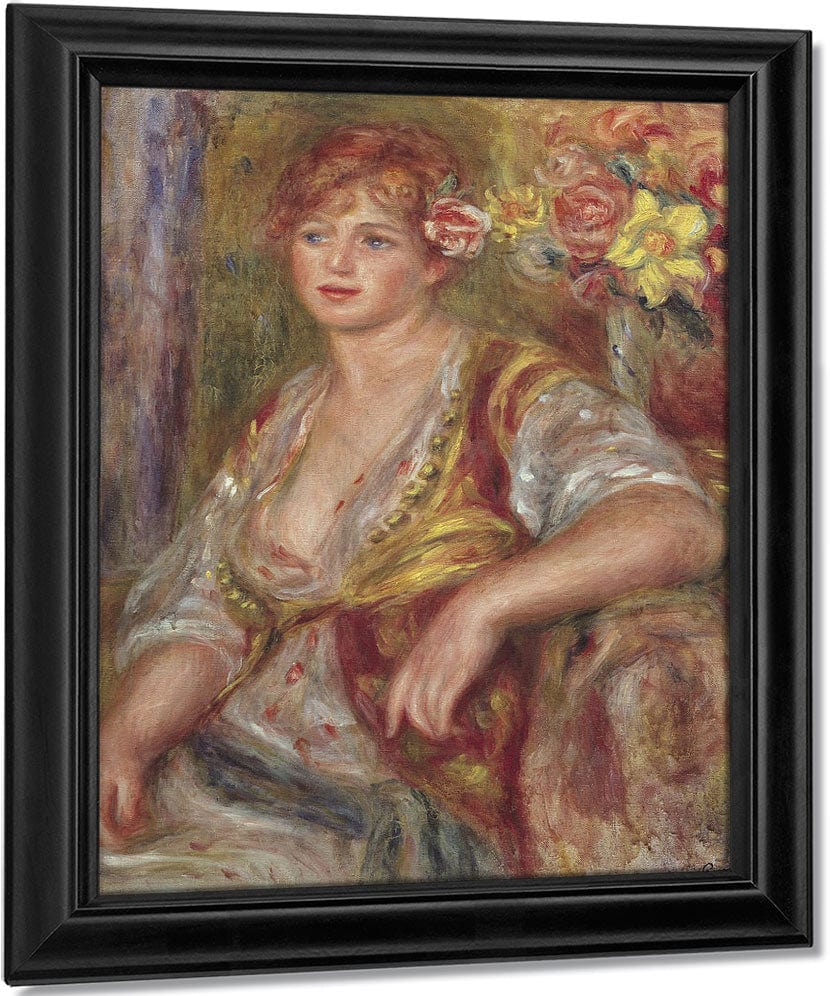 Blonde Woman With A Rose By Pierre Auguste Renoir Fine Art Print