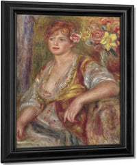 Blonde Woman With A Rose By Pierre Auguste Renoir Fine Art Print
