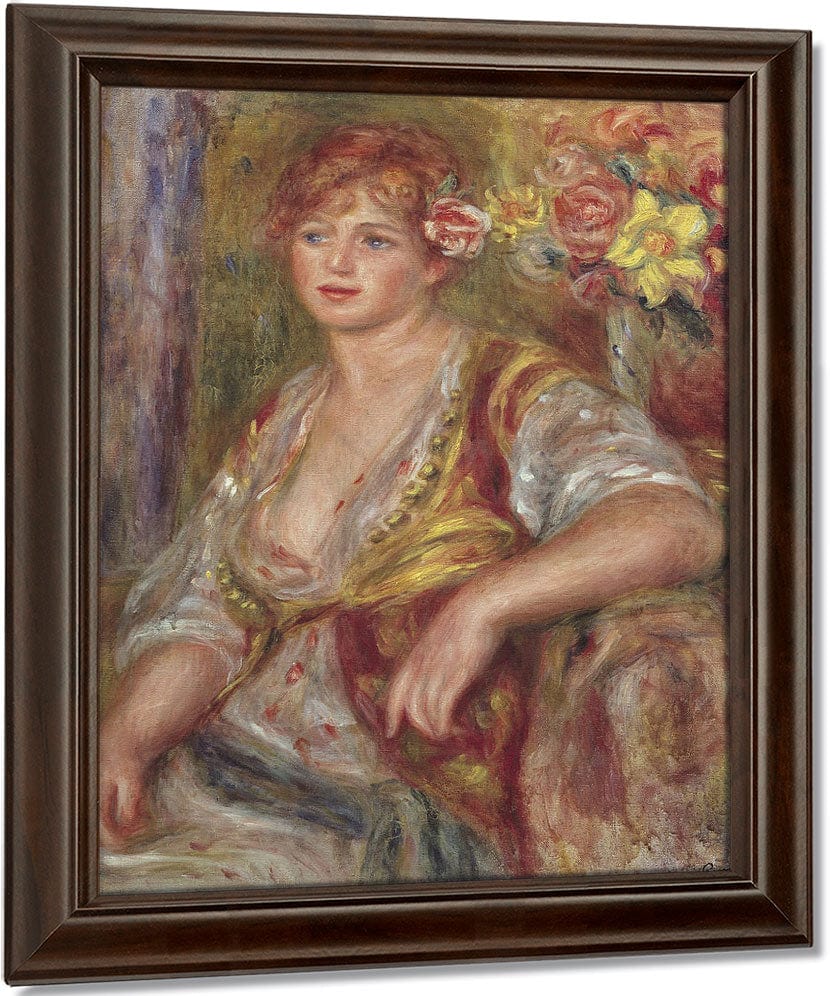Blonde Woman With A Rose By Pierre Auguste Renoir Fine Art Print