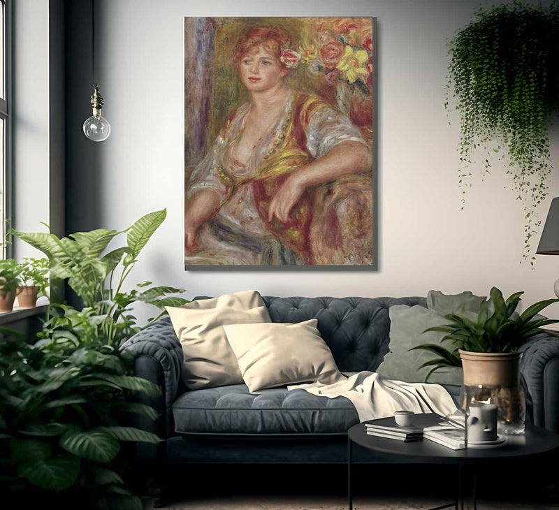 Blonde Woman With A Rose By Pierre Auguste Renoir Fine Art Print