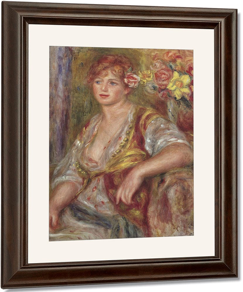 Blonde Woman With A Rose By Pierre Auguste Renoir Fine Art Print