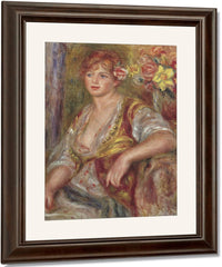 Blonde Woman With A Rose By Pierre Auguste Renoir Fine Art Print