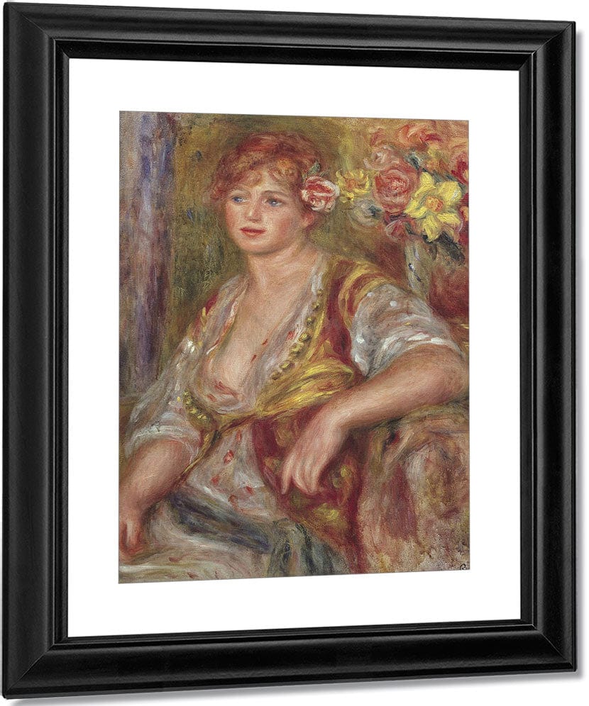 Blonde Woman With A Rose By Pierre Auguste Renoir Fine Art Print