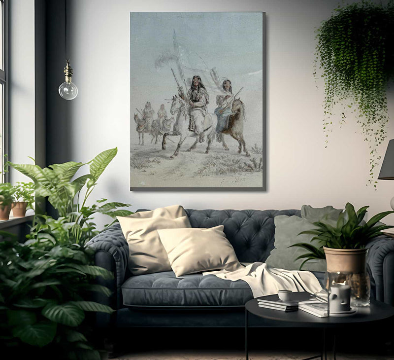 Bloods Come Into Council Blackfoot Country By Gustav Sohon Fine Art Print