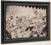 Blue Book Magazine Story Illustration By Monte Crews Fine Art Print