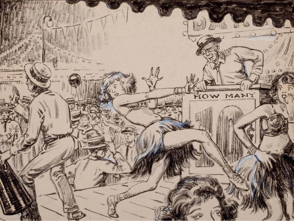 Blue Book Magazine Story Illustration By Monte Crews Fine Art Print