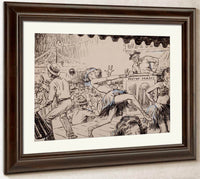 Blue Book Magazine Story Illustration By Monte Crews Fine Art Print