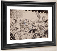 Blue Book Magazine Story Illustration By Monte Crews Fine Art Print