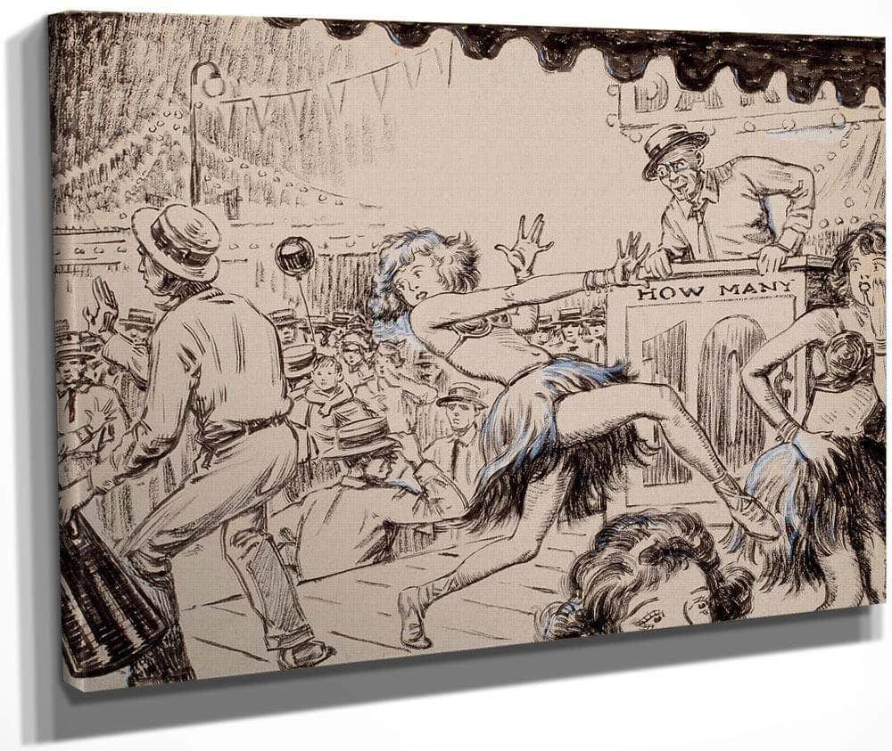 Blue Book Magazine Story Illustration By Monte Crews Fine Art Print