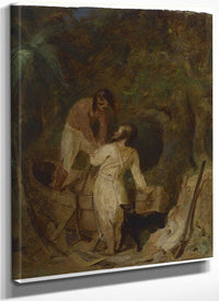 Boat Building By Robinson Crusoe And Friday By Thomas Sully Fine Art Print