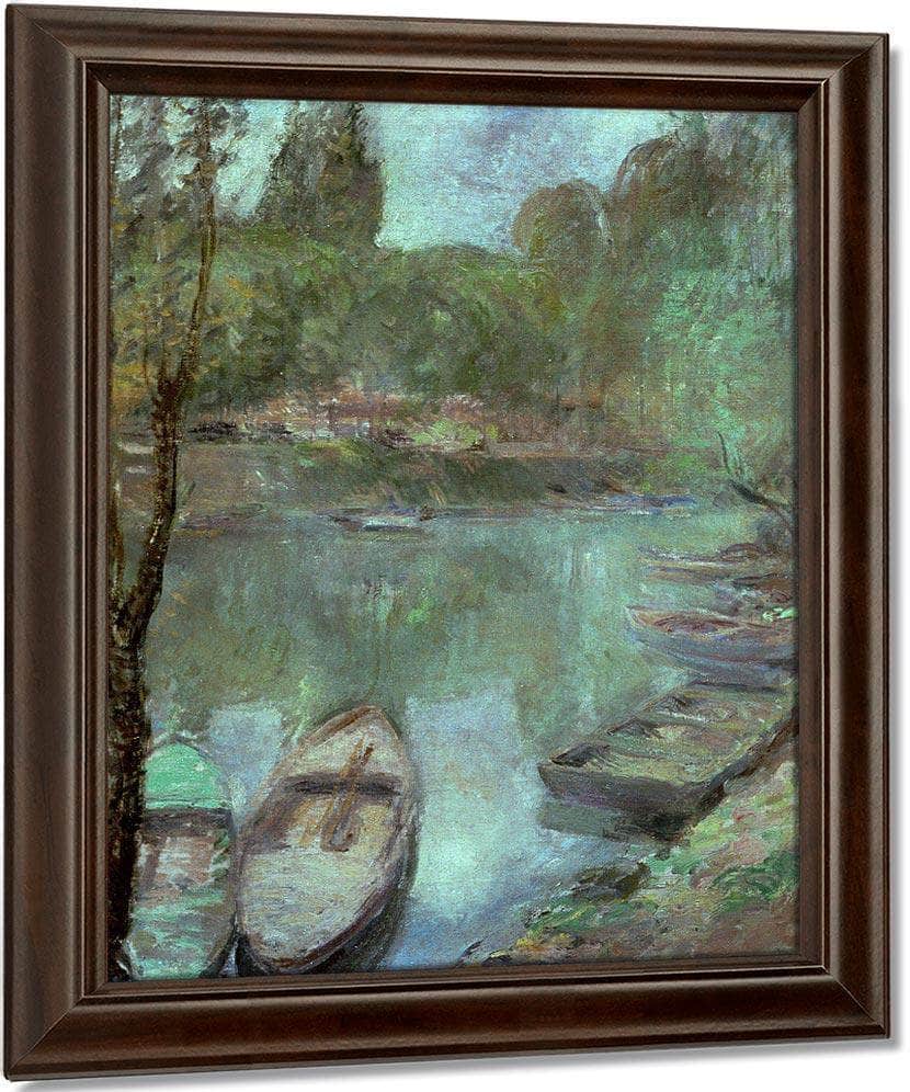 Boats Moored In A Pond By John Henry Twachtman Fine Art Print