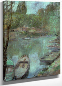 Boats Moored In A Pond By John Henry Twachtman Fine Art Print