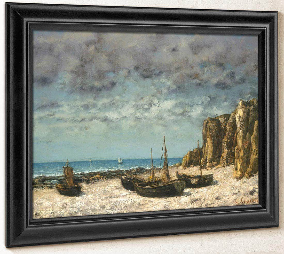 Boats On A Beach Etretat By Gusave Courbet Fine Art Print