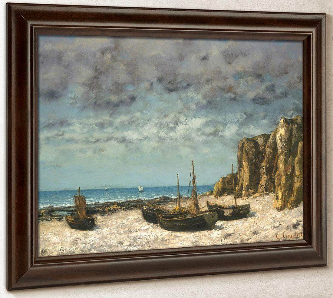 Boats On A Beach Etretat By Gusave Courbet Fine Art Print