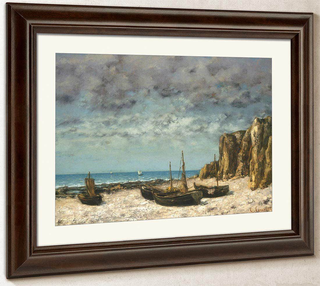 Boats On A Beach Etretat By Gusave Courbet Fine Art Print