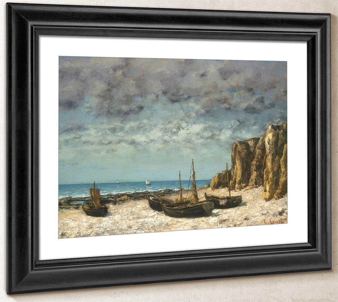 Boats On A Beach Etretat By Gusave Courbet Fine Art Print
