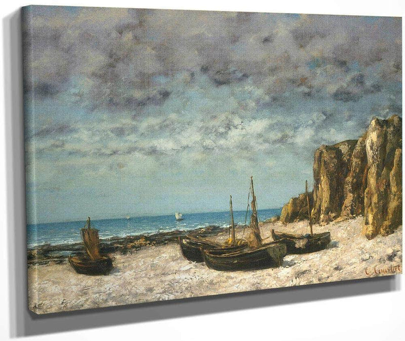 Boats On A Beach Etretat By Gusave Courbet Fine Art Print