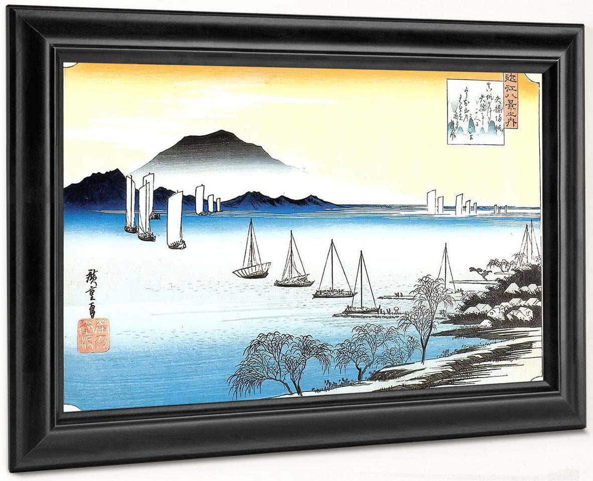 Boats On A Lake By Hiroshige Fine Art Print