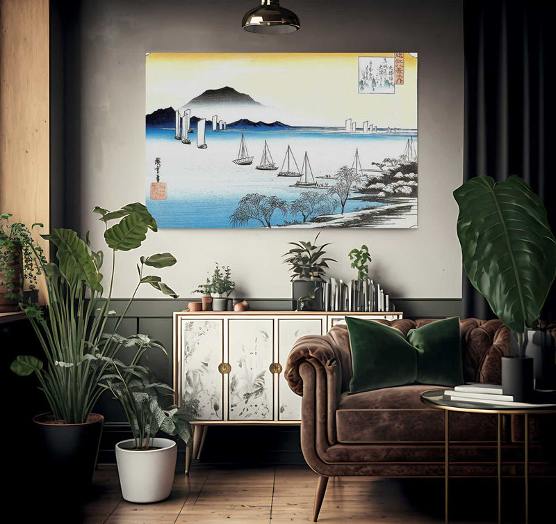 Boats On A Lake By Hiroshige Fine Art Print