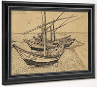 Boats On The Beach At Saintes Maries De La Mer By Vincent Van Gogh Fine Art Print