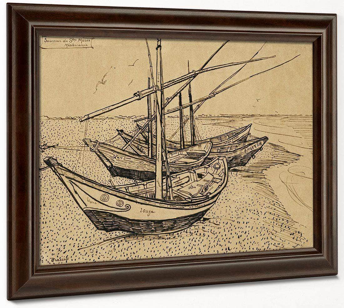 Boats On The Beach At Saintes Maries De La Mer By Vincent Van Gogh Fine Art Print