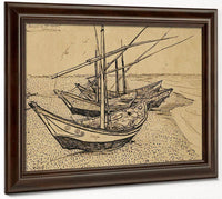 Boats On The Beach At Saintes Maries De La Mer By Vincent Van Gogh Fine Art Print