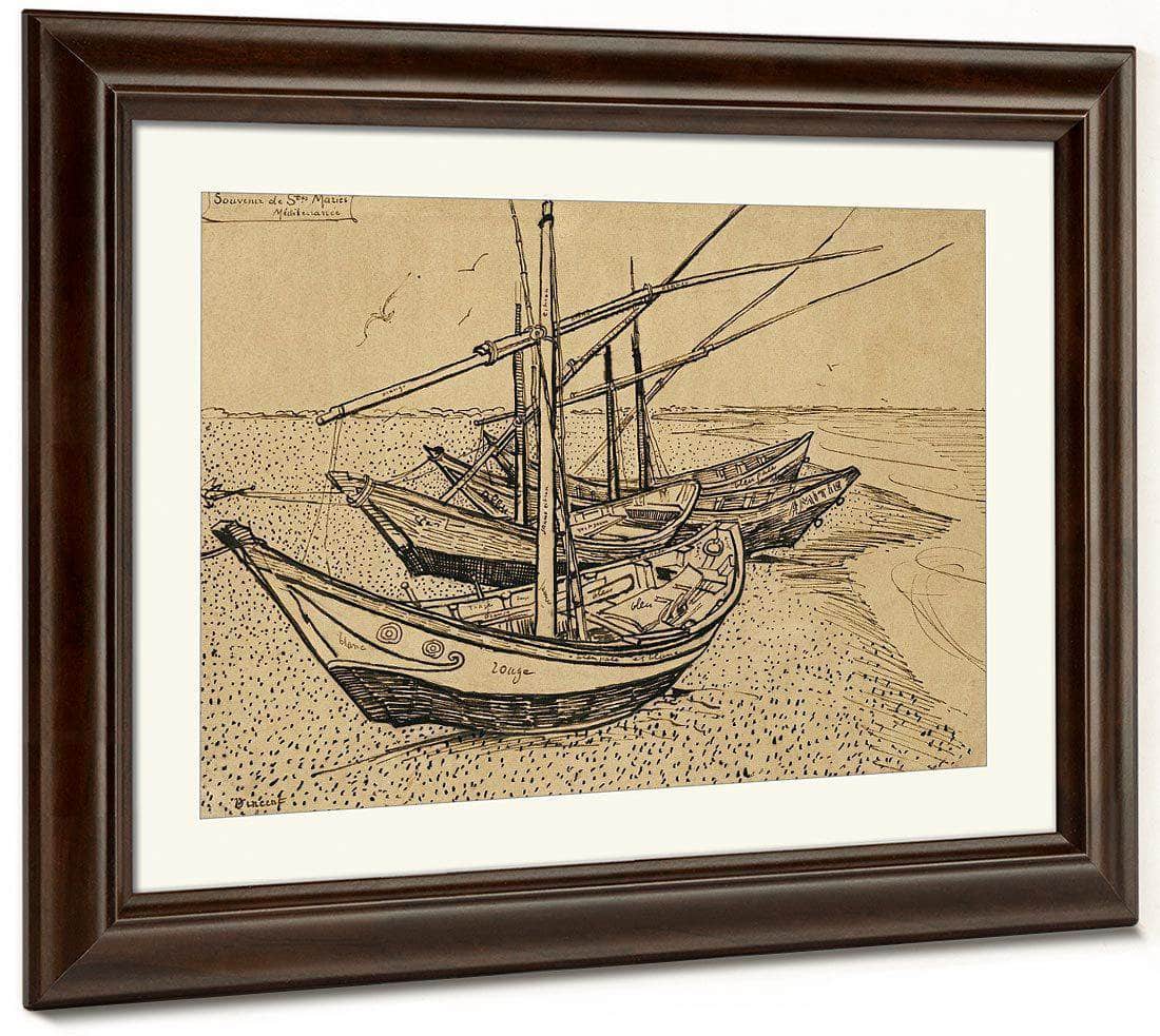 Boats On The Beach At Saintes Maries De La Mer By Vincent Van Gogh Fine Art Print
