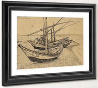 Boats On The Beach At Saintes Maries De La Mer By Vincent Van Gogh Fine Art Print
