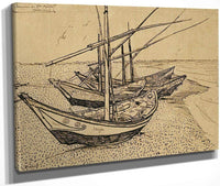 Boats On The Beach At Saintes Maries De La Mer By Vincent Van Gogh Fine Art Print