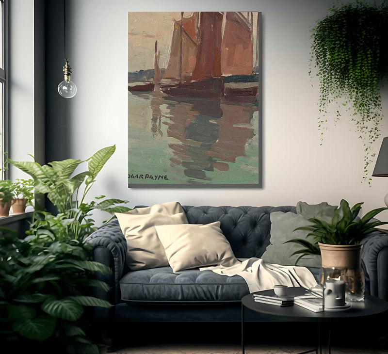 Boats With Red Sails By Edgar Payne Fine Art Print