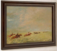 Bogard, Batiste, And I Chasing Buffalo In High Grass On A Missouri Bottom By George Catlin Fine Art Print